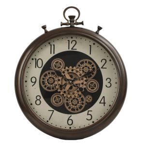 TQ-Y772 : FOB Chronograph exposed gear movement wall clock - Chocolate (Arabic Numbers)