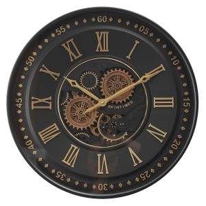 TQ-Y780 : Round D60cm Zion Spintime  Exposed Gear Movement Wall Clock - Black 