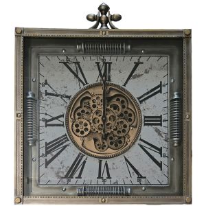 TQ-Y781 : 71cm Square Saint Etienne Exposed Moving Gear Wall Clock - Grey