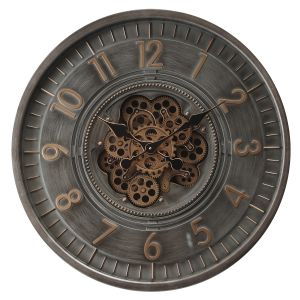 TQ-Y783 : D66cm Round Dyson Exposed Gear Movement Wall Clock - Charcoal