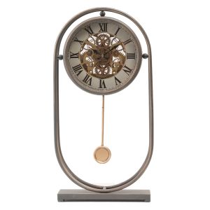 TQ-Y794 : Sheffield Pendulum Bedside Exposed Moving Gear Clock - Grey Wash **SOLDOUT UNTIL FURTHER NOTICE**