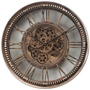 TQ-Y797 : D80cm Round Mason Industrial Exposed Gear Movement Wall Clock - Bronze