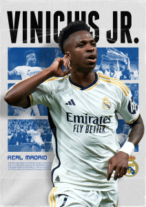AG217 : 40x50cm Mounted Print : Viniciuis Junior - Real Madrid