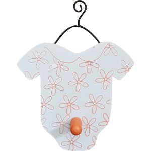 WB/1H/B2 : Wooden baby range - coat hanger w/hook - baby w/flower pattern