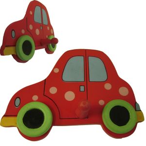 WC/1H : Wooden car range - coat hanger w/hook -red
