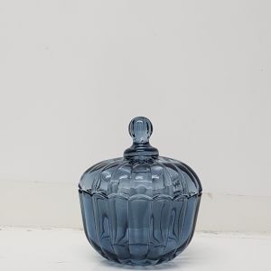gcc21s-BD : Mini Edward ribbed glass jar - Classic Blue  **SOLDOUT**