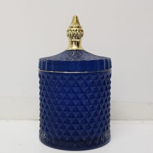 gcc16GL-BR : Large Regina Gold Vintage jar - Royal Blue (NOT DISHWASHER SAFE) 