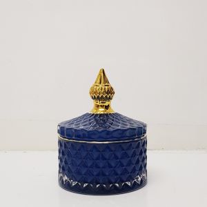 gcc16GS-BR - : Mini Regina Gold Vintage jar - Royal Blue (NOT DISHWASHER SAFE) 
