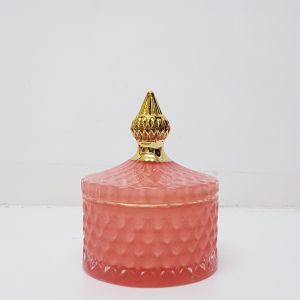 gcc16GS-CO - : Mini Regina Gold Vintage jar - Coral (NOT DISHWASHER SAFE)