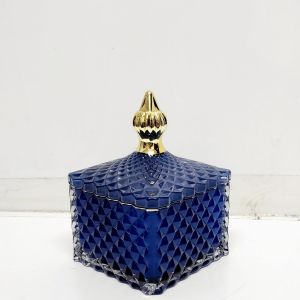 GCC121GS-BR : Small Dylan Square embossed glass jar - Royal Blue (NOT DISHWASHER SAFE, use damp cloth ONLY) 