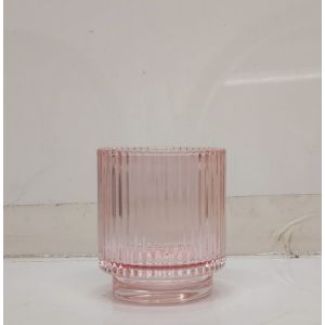 gcc111a-PI : Verona round ribbed votive glass - PINK  **AVAILABLE OCTOBER 2022**
