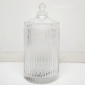 gcc14XL : XL Verona Gold round ribbed glass jar - CLEAR