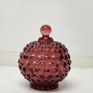 GCC1615-RP : Dakota bubble embossed trinket glass jar - Opaque Red Plum