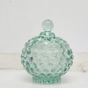 GCC1615-TL : Dakota bubble embossed trinket glass jar - Opaque Powder Teal 