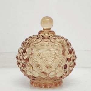 GCC1615-AM : Dakota bubble embossed trinket glass jar - Opaque Amber Gold