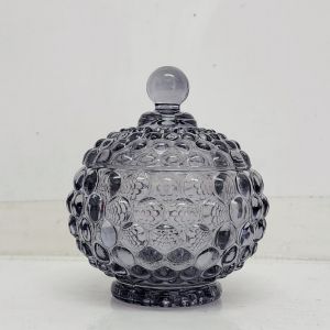 GCC1615-GY : Dakota bubble embossed trinket glass jar - Opaque SMOKY Grey 