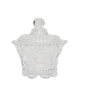 gcc04cL : Vintage glass small flared lip jar - clear **UNAVAILABLE UNTIL FURTHER NOTICE**