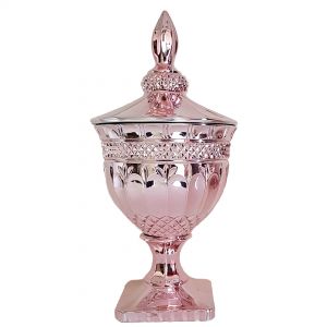 gcc083L-CP : Buckingham crystal glass jar - Large : Rose Gold Copper wash 