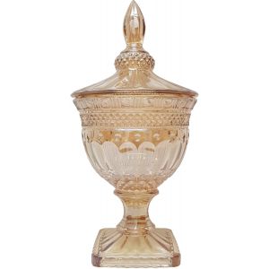 gcc083L-GO2 : Buckingham Circle Pattern crystal glass jar - Large : Opaque Gold