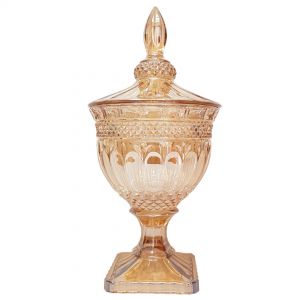 gcc083L-GO : Buckingham crystal glass jar - Large : Opaque Gold 