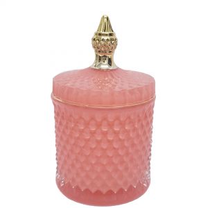 gcc16GL-CO - : Large Regina Gold Vintage jar - Coral (NOT DISHWASHER SAFE) 