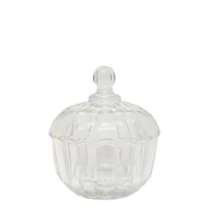 gcc21L-cL : Edward ribbed embossed circle glass jar - Clear 
