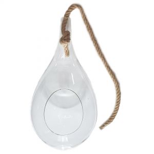 gt26L-1 : Tatum teardrop glass vase w/rope handle - Large (round bottom) **SOLDOUT UNTIL FURTHER NOTICE**