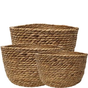 SG-B4629 : set/3 Paco round storage basket - natural 