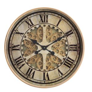 TQ-Y616 : D60cm Ragnar round exposed gear movement wall clock - Gold