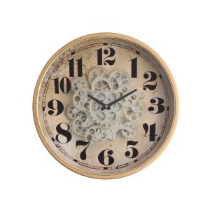 TQ-Y618 : D47cm Henri Modern Round Industrial Exposed Gear Movement Wall Clock - gold wash 