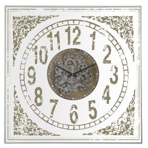 TQ-Y633 : 82cm Large Square Persian Mirrored Industrial Exposed Gear Movement Wall Clock