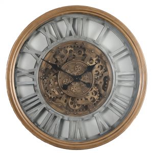 TQ-Y662 : D72cm Round Venitian Classic Exposed Gear Movement Wall Clock - Gold & Silver