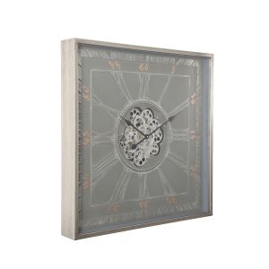 TQ-Y669-1 : 80x80cm Square Gareth Exposed Gear Movement Wall Clock - Grey **SECOND - SCRATCH/DINT/MARKS**
