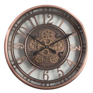 TQ-Y693 : D55cm Round Lucas Industrial Exposed Gear Movement Wall Clock - Copper wash 