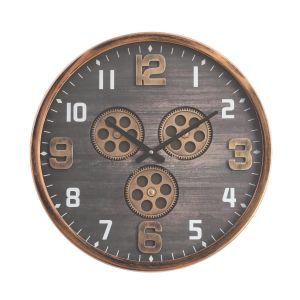 TQ-Y701 : D46cm Round Jacob Industrial Exposed Gear Movement Wall Clock - copper / black wash