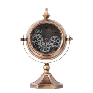 TQ-Y719 : Atlas Bedside Exposed Gear Movement Clock - Rose Gold Copper 