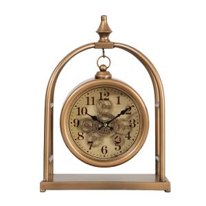 TQ-Y758 : St. Basil Bedside Table Exposed Gear Movement Clock - Gold