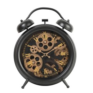 TQ-Y761 : Large Newton Bell exposed gear bedside clock - Black