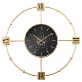 TQ-E02 : D98cm Round Tiffany Industrial Exposed Gear Movement Wall Clock - Gold 